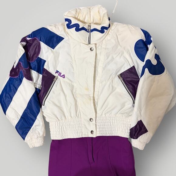 Vintage Fila Ski Team Italia Alberto Tomba Snow Suit Jacket Pants Size 8 Retro - Picture 2 of 11